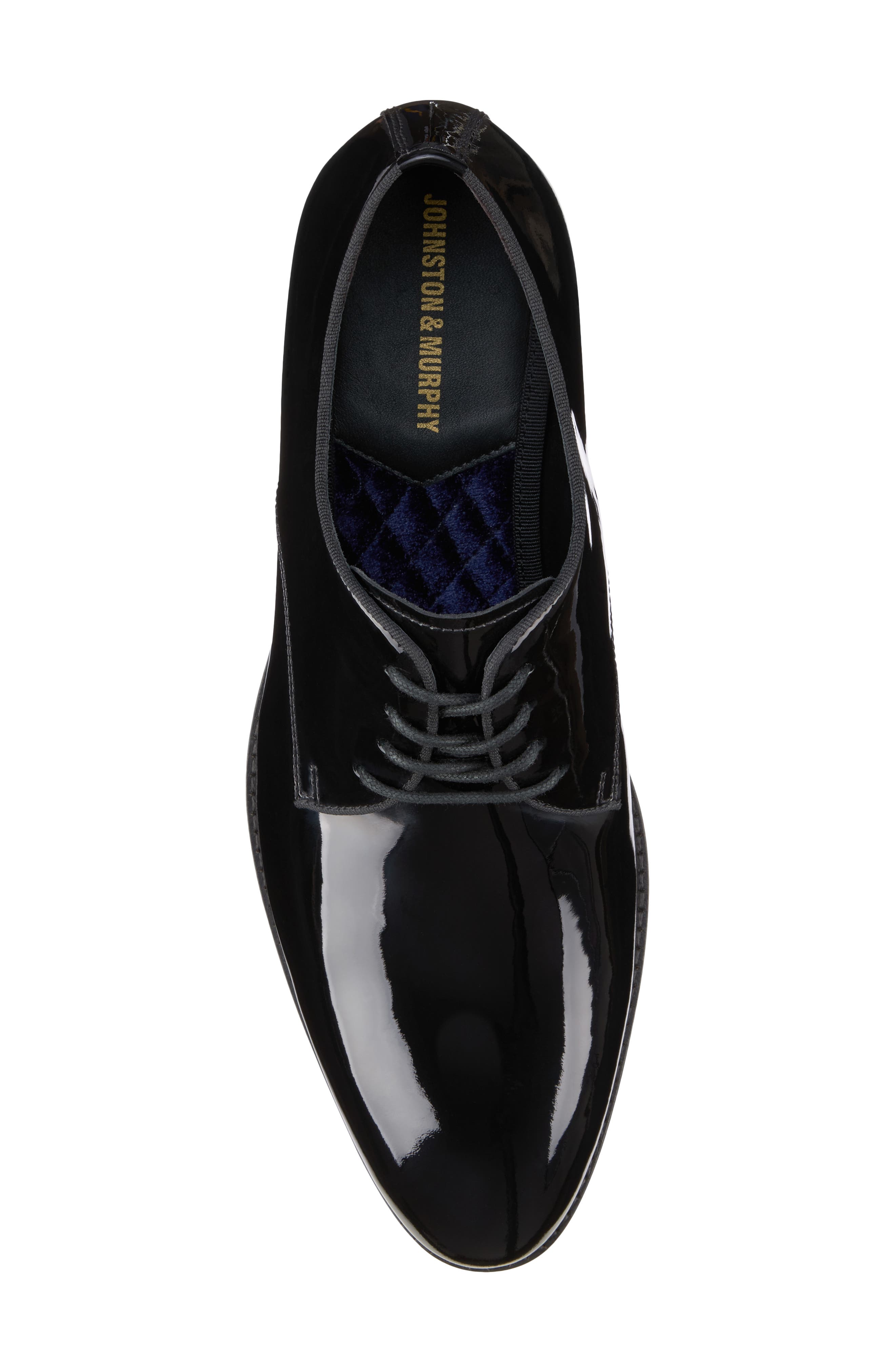 Johnston & Murphy Gavney Plain Toe Derby, Alternate, color, Black Patent