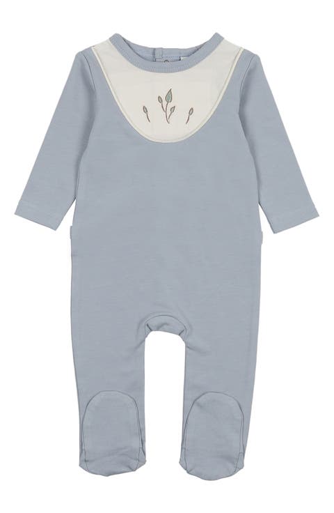 Embroidered Bib Cotton Blend Footie (Baby)