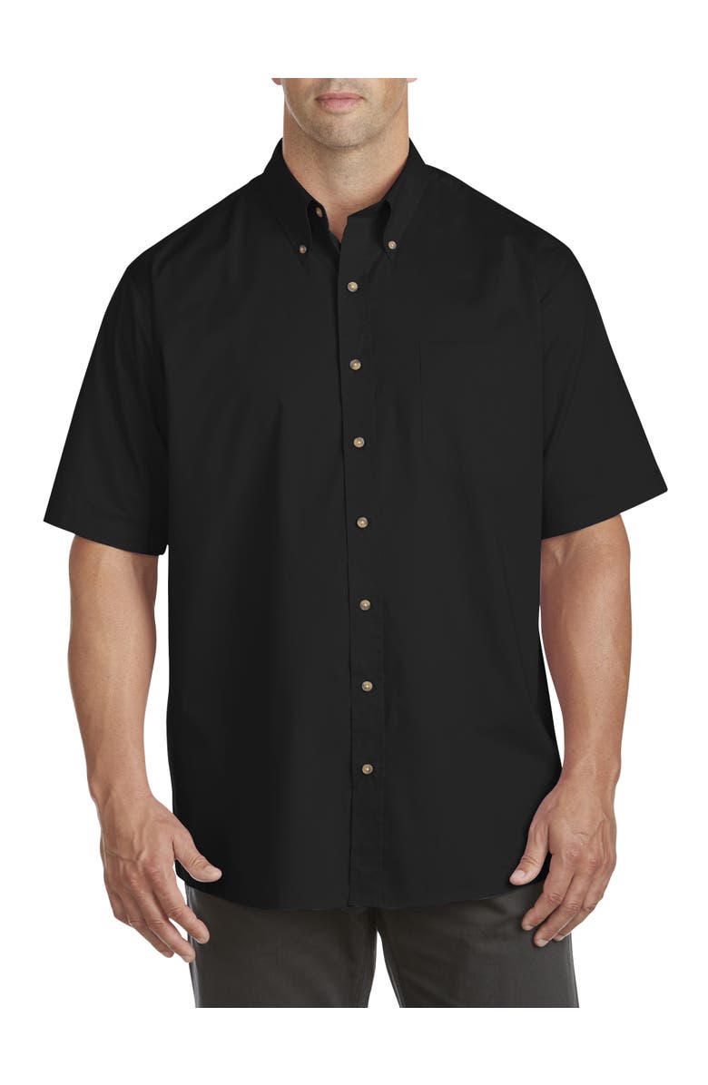 Harbor Bay by DXL Easy-Care Solid Sport Shirt, Main, color, Black