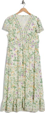 MAX STUDIO Floral Flutter Sleeve Empire Waist Maxi Dress