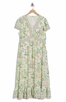 MAX STUDIO Floral Flutter Sleeve Empire Waist Maxi Dress
