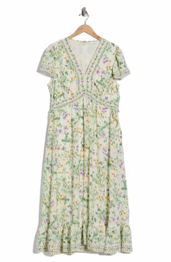 MAX STUDIO Floral Flutter Sleeve Empire Waist Maxi Dress