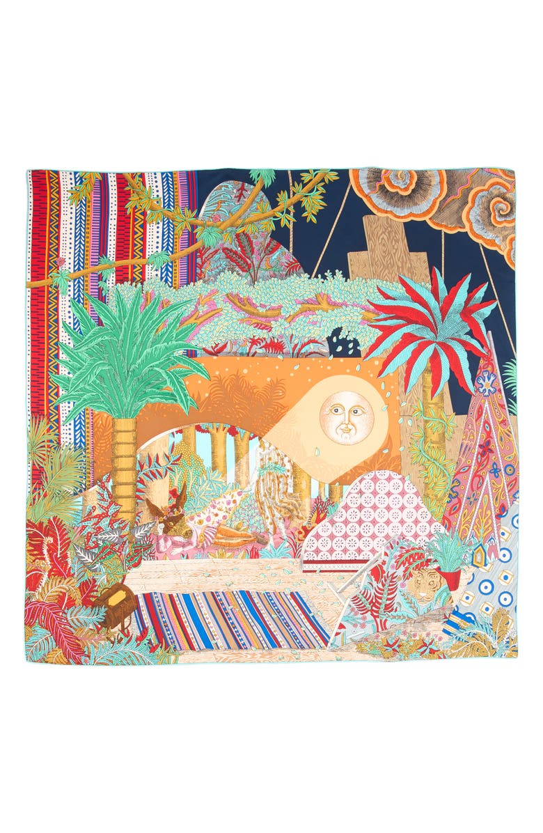 Viens Avec Moi Full Moon Large Silk Scarf, Alternate, color, Burgundy And Sage