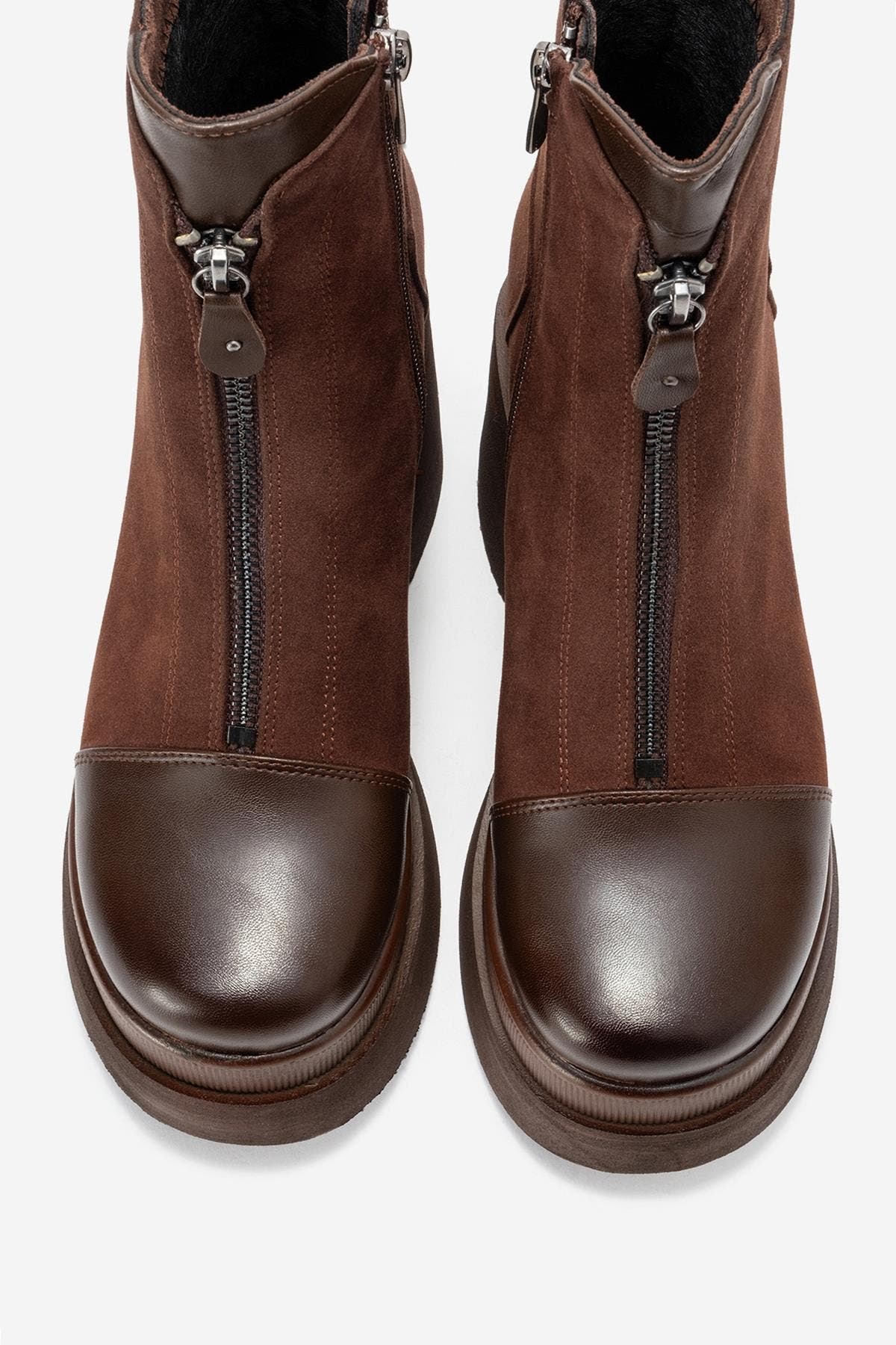 Prologue Shoes Ardenne Platform Zip Boot, Alternate, color, Brown Suede Faux Leather