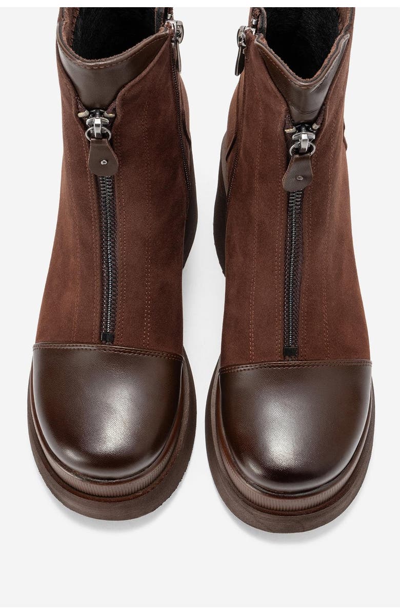 Prologue Shoes Ardenne Platform Zip Boot, Alternate, color, Brown Suede Faux Leather