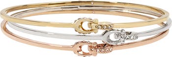 Set of 3 Pavé Logo Link Bangles