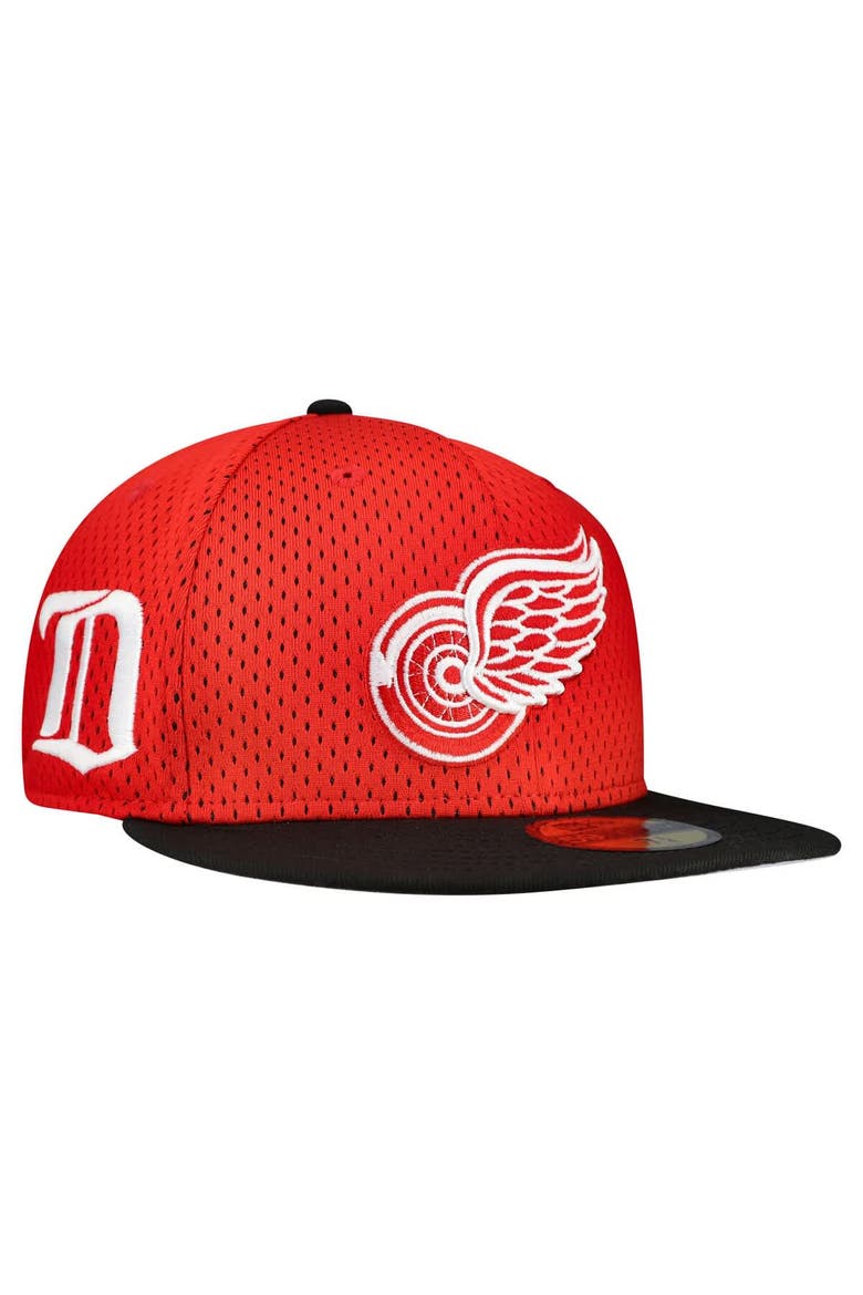Men's New Era Red/Black Detroit Red Wings Mesh Crown Two-Tone 59FIFTY Fitted Hat, Main, color, Red