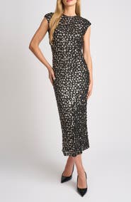 Ted Baker Rosie Sequin Cap Sleeve Sheath Midi Dress