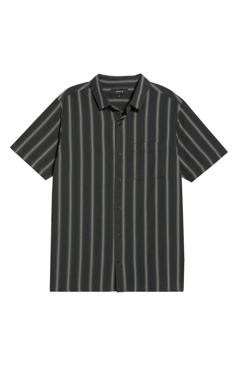 Roark Crosswinds Short Sleeve Cotton Blend Dobby Button-Up Shirt, Alternate, color, Onyx