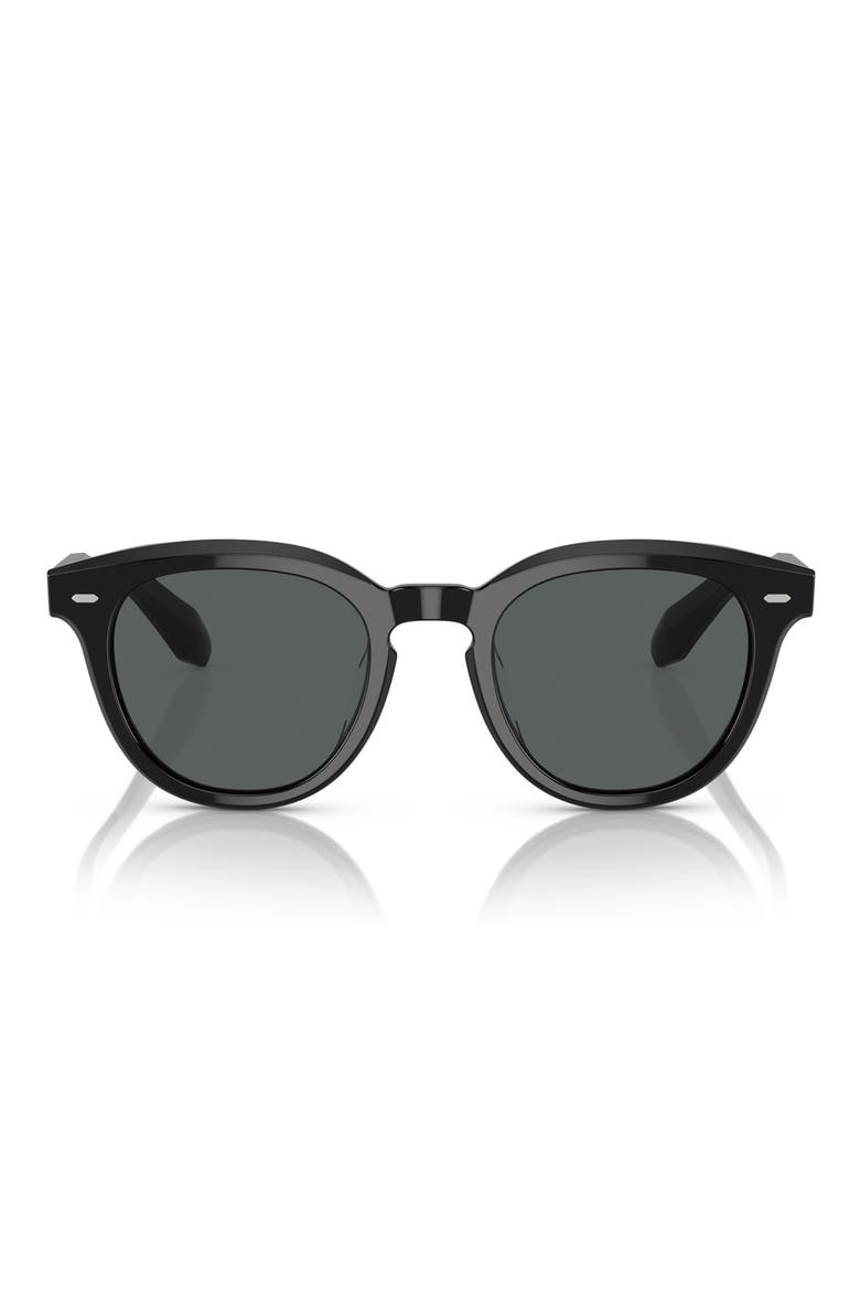 N.05 48mm Polarized Small Round Sunglasses, Alternate, color, BLACK
