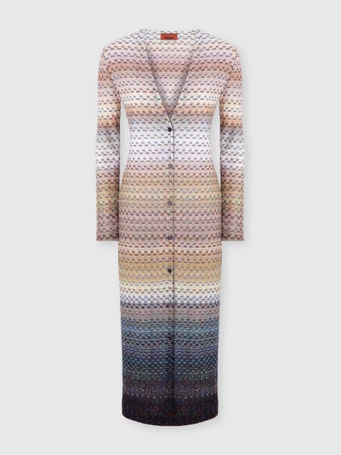 Long Buttoned Cardigan In Viscose Blend