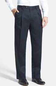 Berle Pleated Classic Fit Wool Gabardine Dress Pants