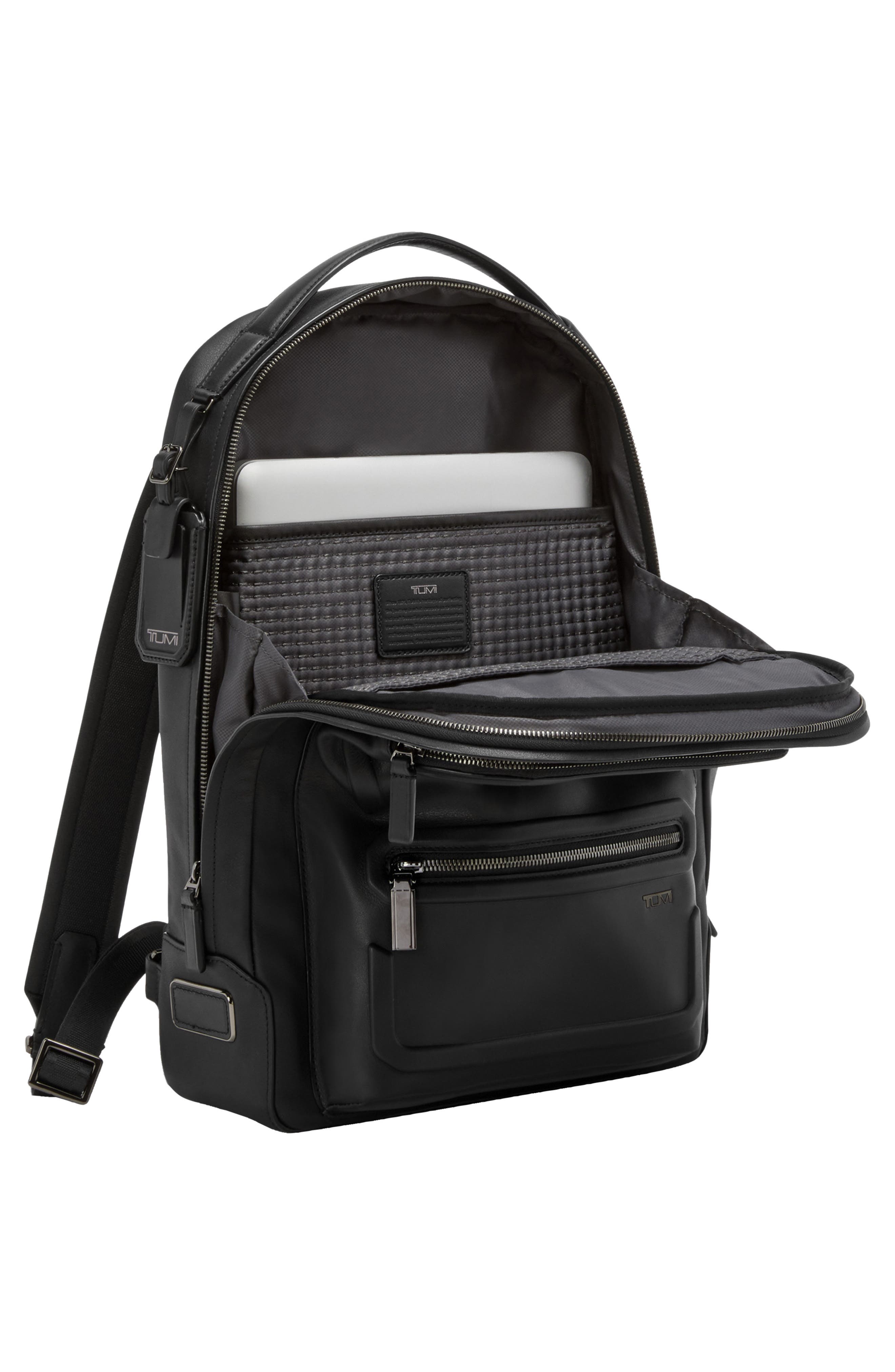 TUMI Bradner Leather Backpack, Alternate, color, Black Bombe