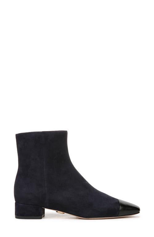 Veronica Beard Cecile Cap-toe Zip Suede Booties In Indigo/black