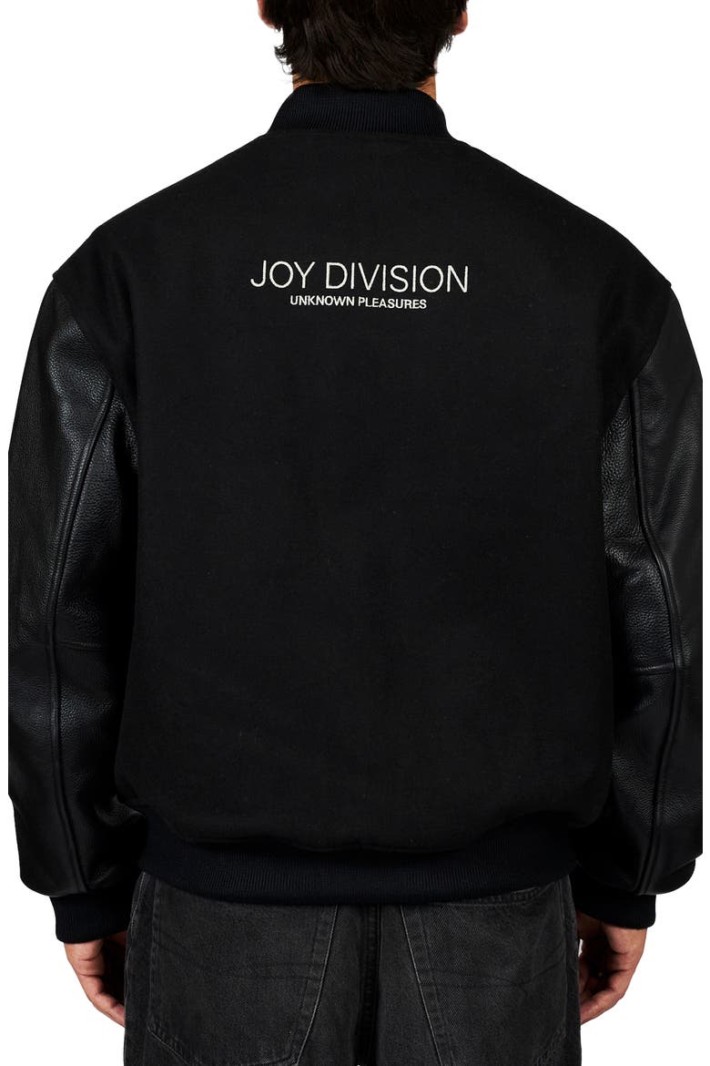 x Joy Division Unknown Pleasures Wool Blend Varsity Jacket, Alternate, color, BLACK