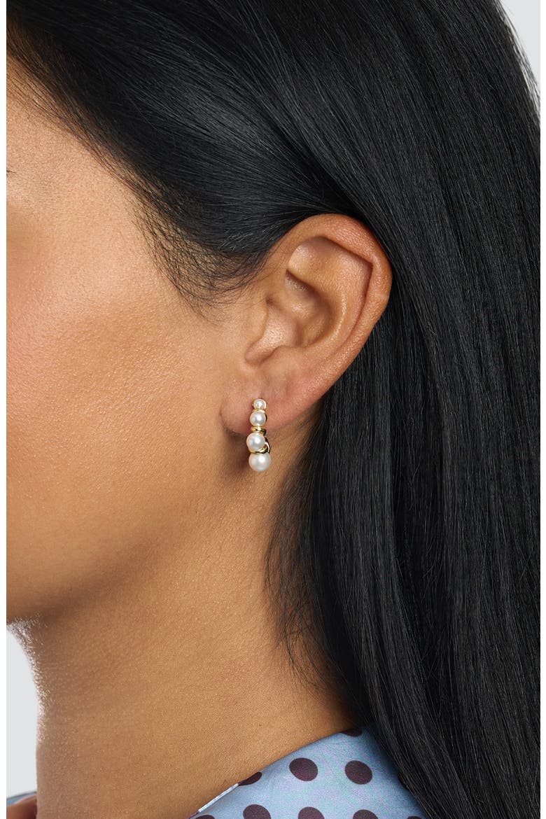 Simulated Pearl Hoop Earrings, Alternate, color, GOLD
