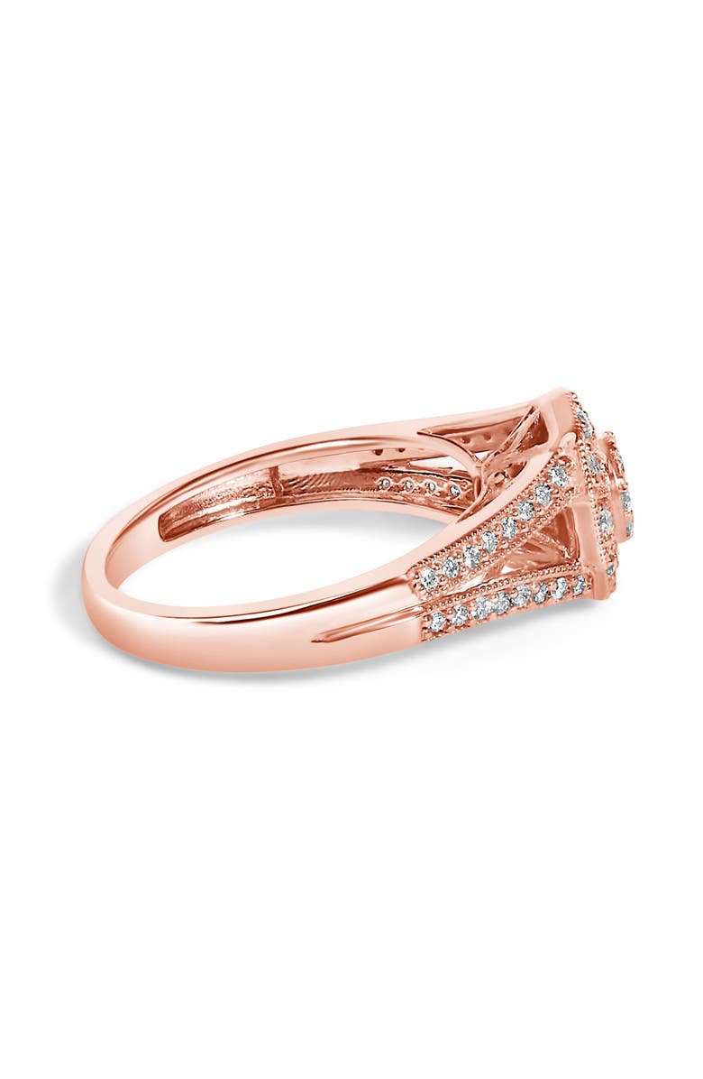 Haus of Brilliance 14K Gold Over Silver 1/2 Cttw Diamond Halo Cluster Cocktail Ring, Alternate, color, Rose Gold Over Silver