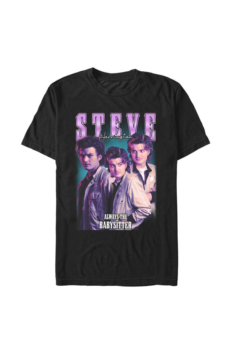 Stranger Things Men's Stranger Things Steve Harrington Collage Graphic T-Shirt, Alternate, color, Black
