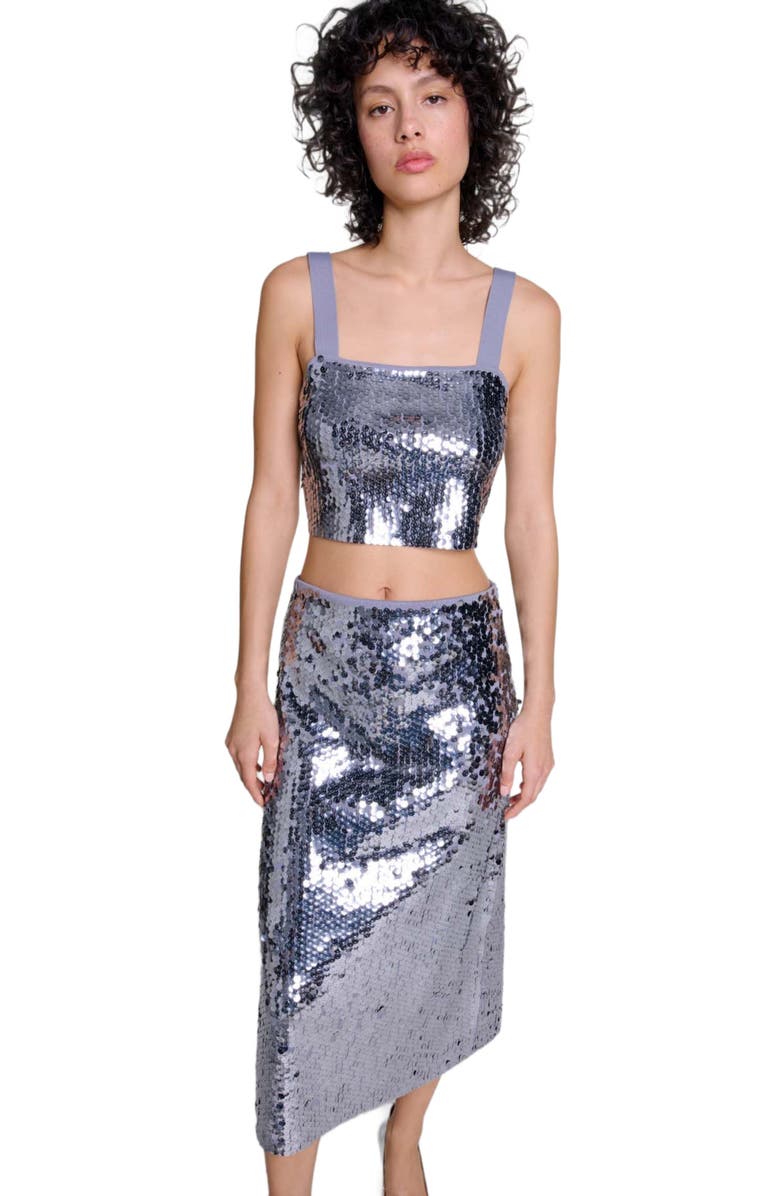 maje Sequinned knit top, Alternate, color, 