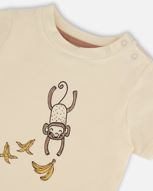 Deux Par Deux Baby Boy's Printed Organic Cotton Top And Short Set Yellow Bananas And Off-white In Yellow Bananas And Off-white
