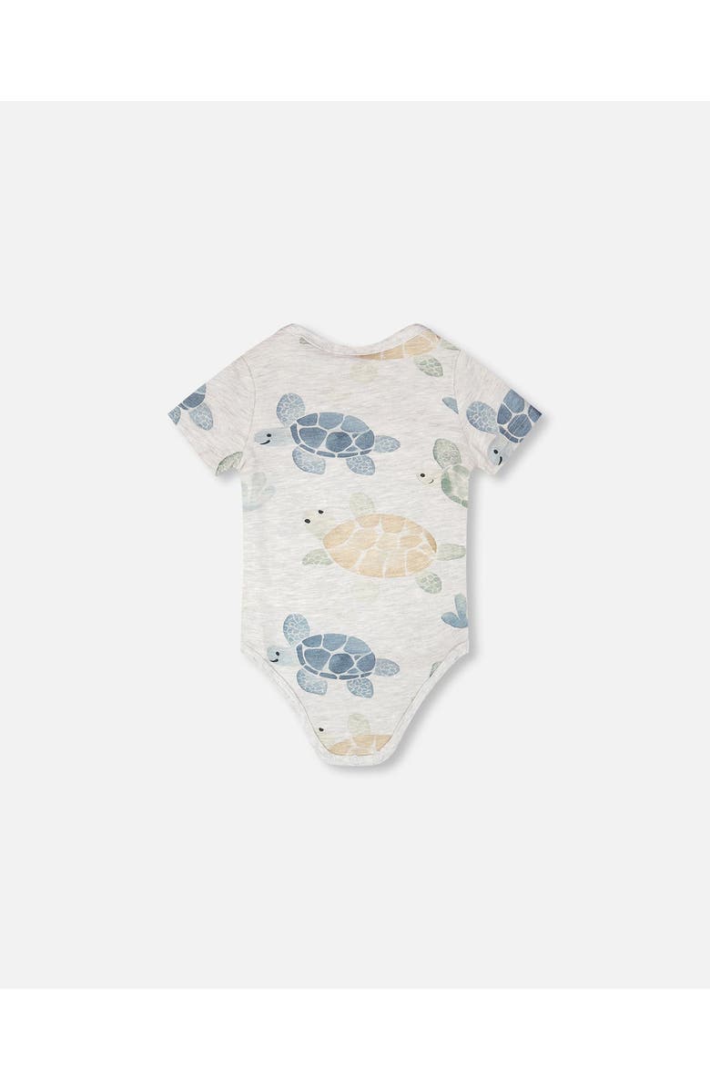 Deux par Deux Evolutive Organic Cotton Jersey Turtle Print Bodysuit, Alternate, color, Grey Mix Turtle Print