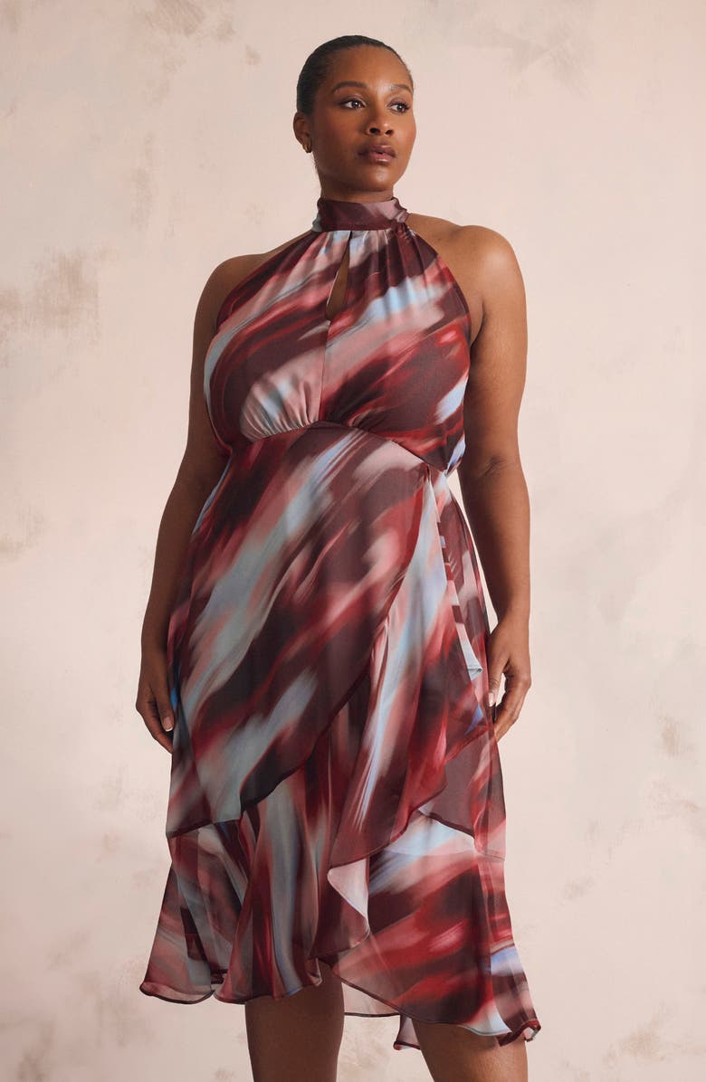 Estelle Madelena Print Tie Back Dress, Alternate, color, Sunkissed Sky