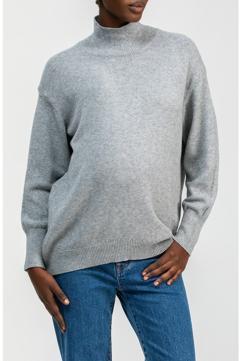 Regina Mock Neck Maternity Sweater, Main, color, LIGHT GREY HEATHER