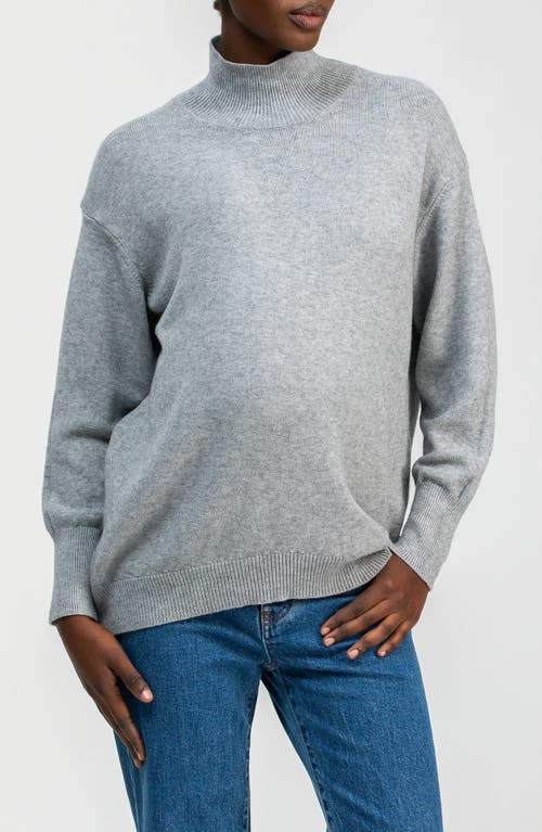 Pietro Brunelli Maternity Maternity Relaxed Turtleneck Regina Sweater With Long Sleeves In Gray