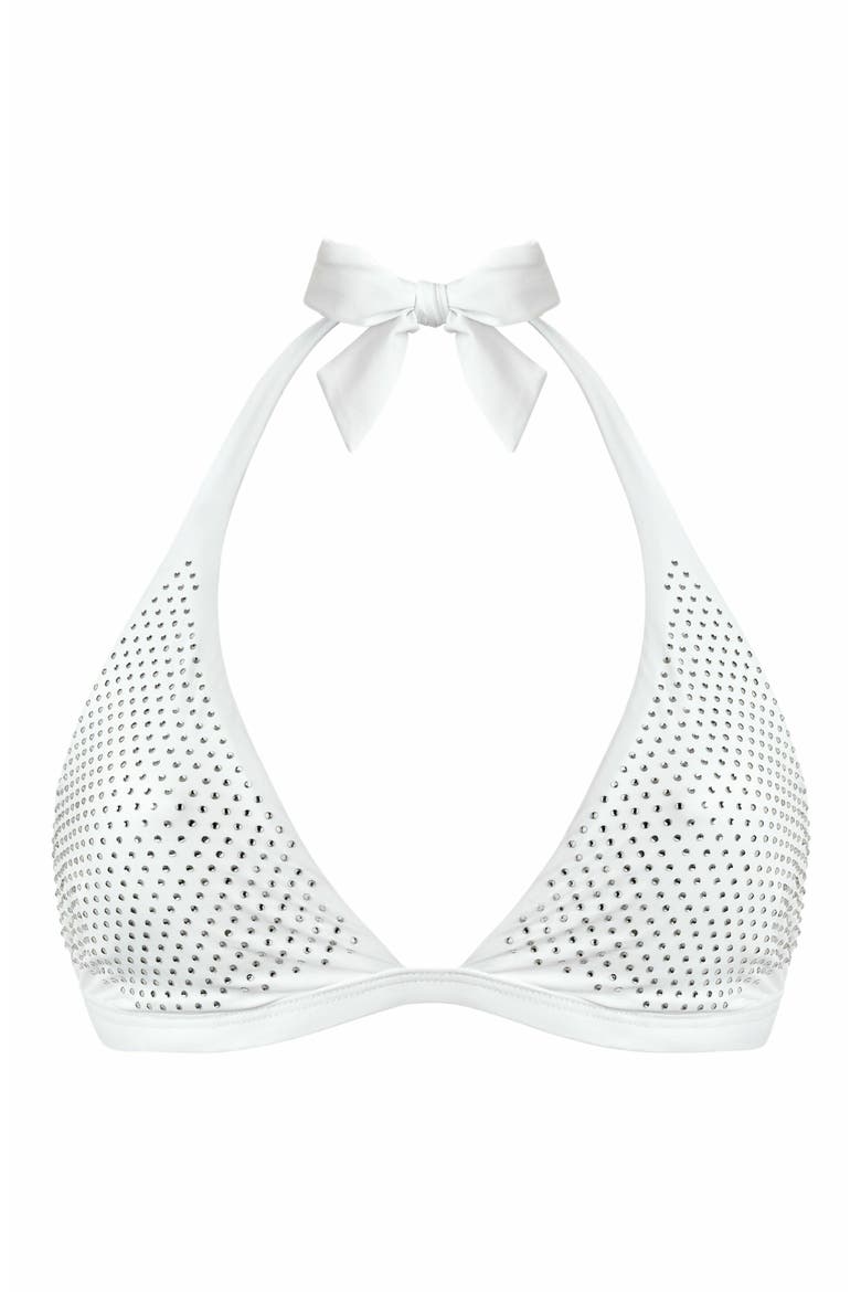 Women's Strass Halter Bikini Top Strass, Alternate, color, BLANC