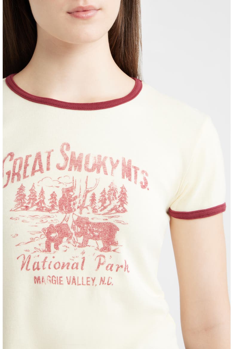 Great Smoky Mountains Graphic Ringer T-shirt, Alternate, color, PALE YELLOW COMBO