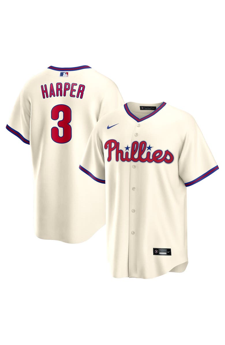 Nike Men's Nike Bryce Harper Cream Philadelphia Phillies Alternate Replica Player Name Jersey, Main, color,