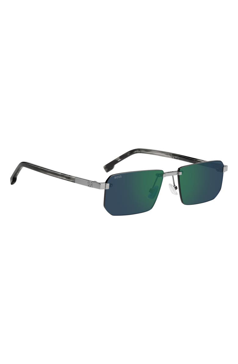 BOSS 57mmm Sunglasses, Alternate, color, Ruthenium/ Green