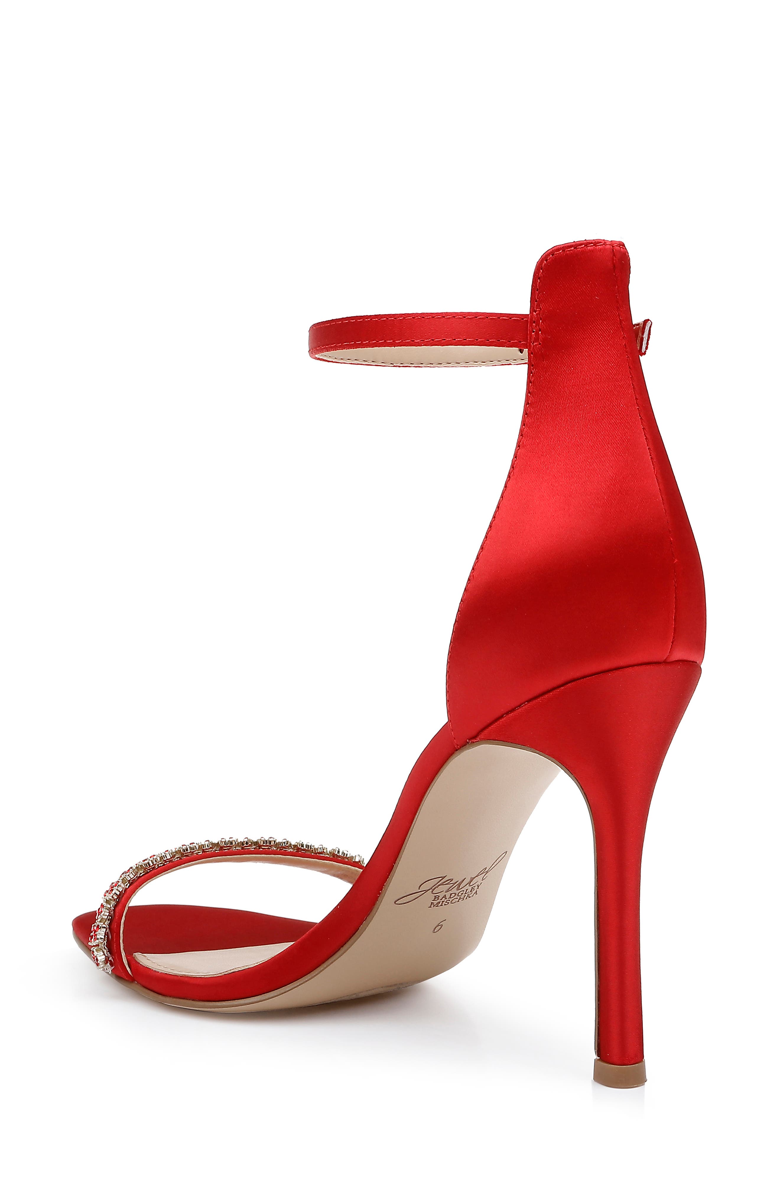 Jewel Badgley Mischka Adriane Jeweled Strap Sandal, Alternate, color, Red