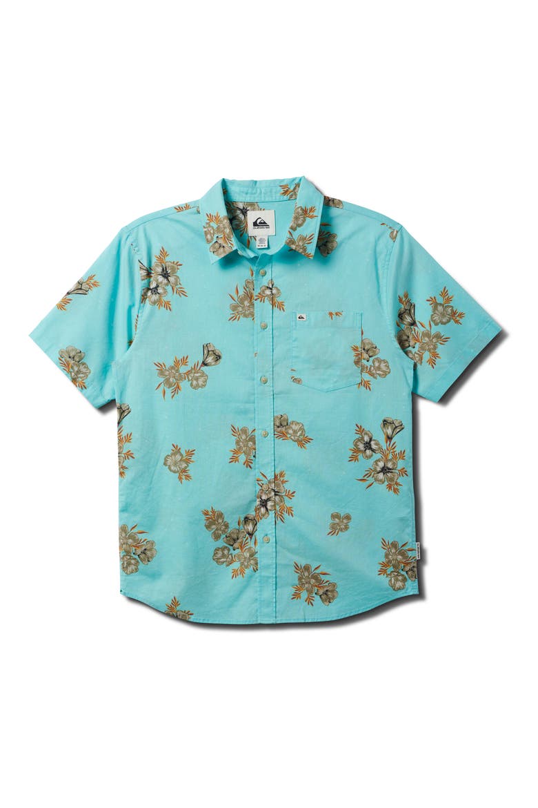 Habitats Classic Short Sleeve Button-Up Shirt, Main, color, ISLAND WATERS