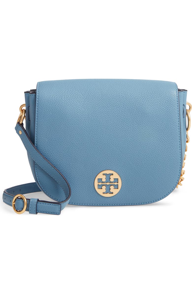 Tory Burch Everly Leather Flap Saddle Bag, Main, color,