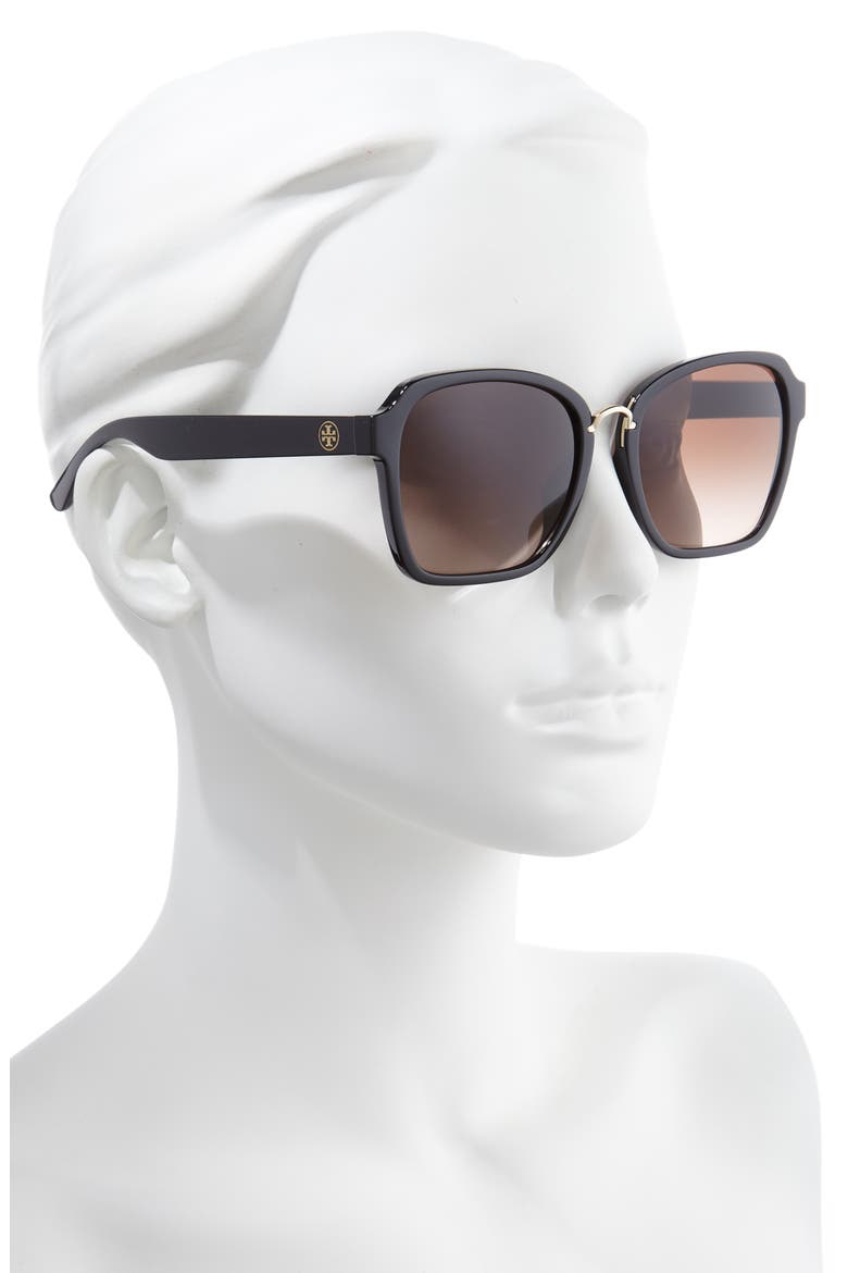 57mm Gradient Square Sunglasses, Alternate, color, GOLD/ BROWN GRAD