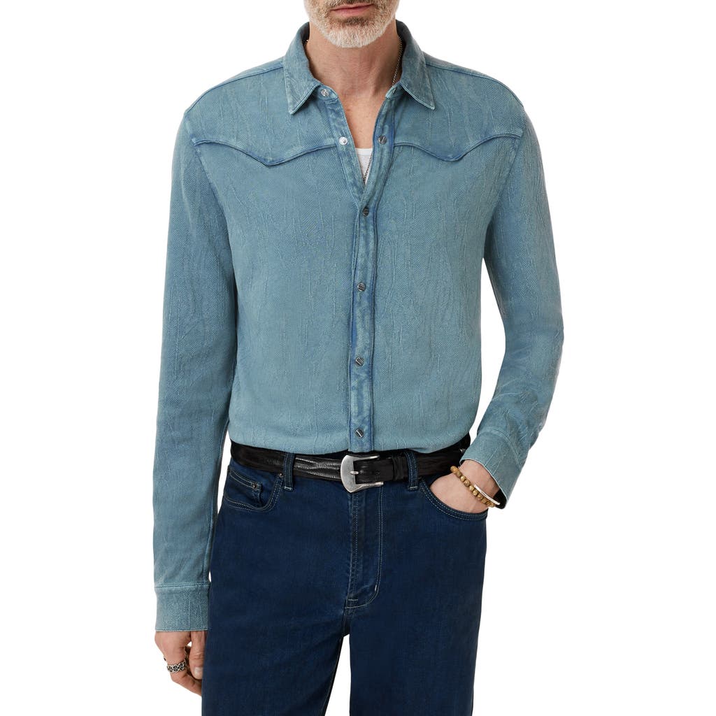 John Varvatos Miner Jacquard Snap-up Western Shirt In Blue