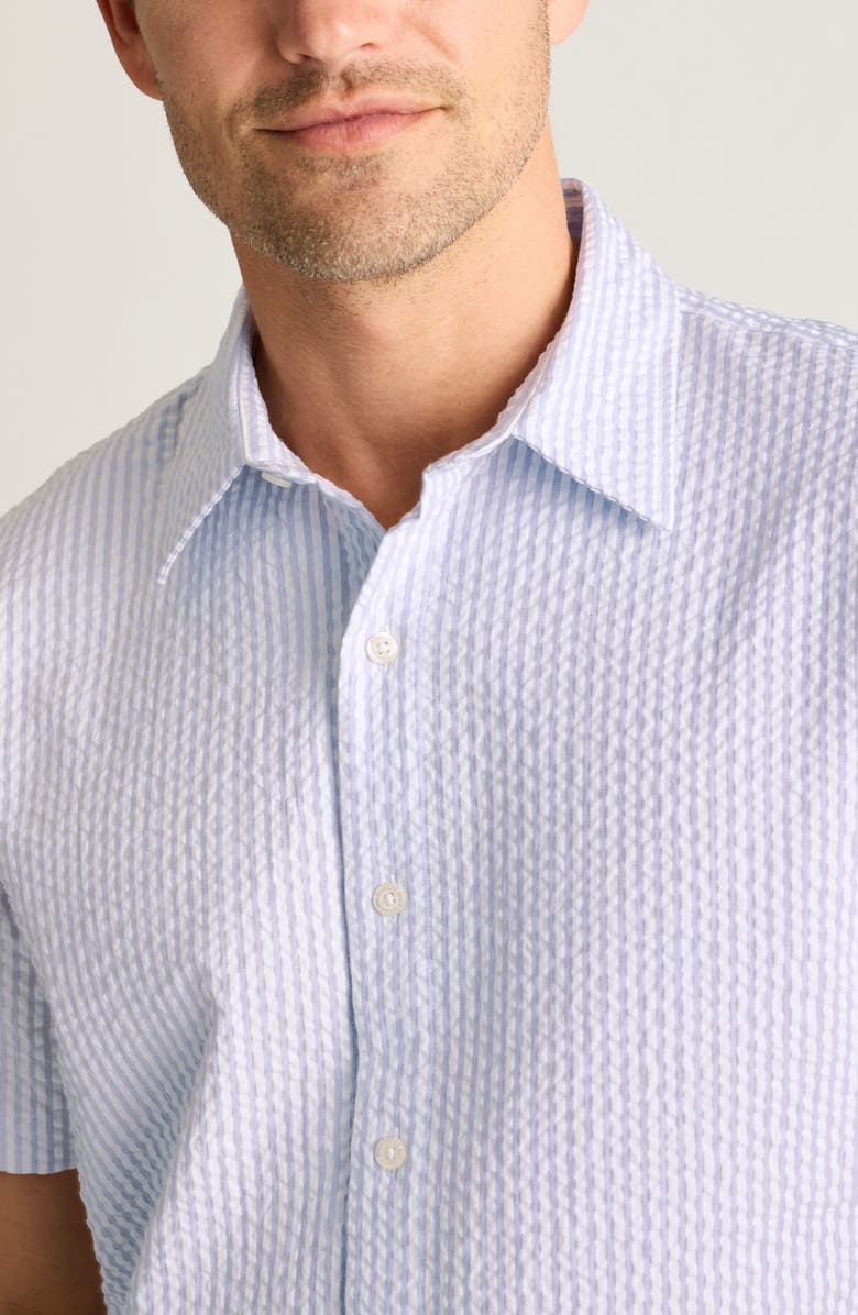 Bonobos Riviera Slim Fit Short Sleeve Seersucker Button-Up Shirt, Alternate, color, Morgan Seer Sucker Stripe