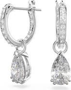Swarovski Millenia Pear Crystal Drop Huggie Hoop Earrings