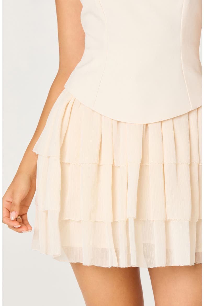 Kiarra Mixed Media Corset Minidress, Alternate, color, CREAM