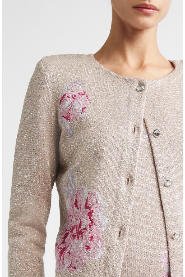 Peony Metallic Jacquard Cardigan, Alternate, color, PEONY METALLIC MULTI