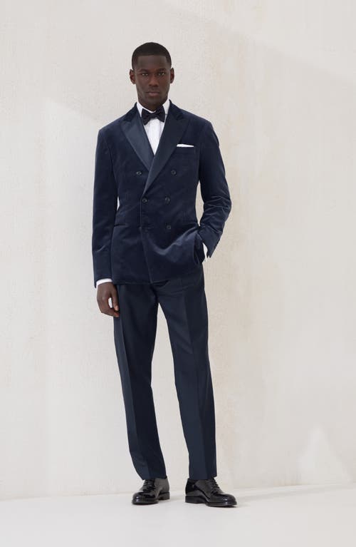 Brunello Cucinelli Tuxedo Trousers With Pleats In Blue