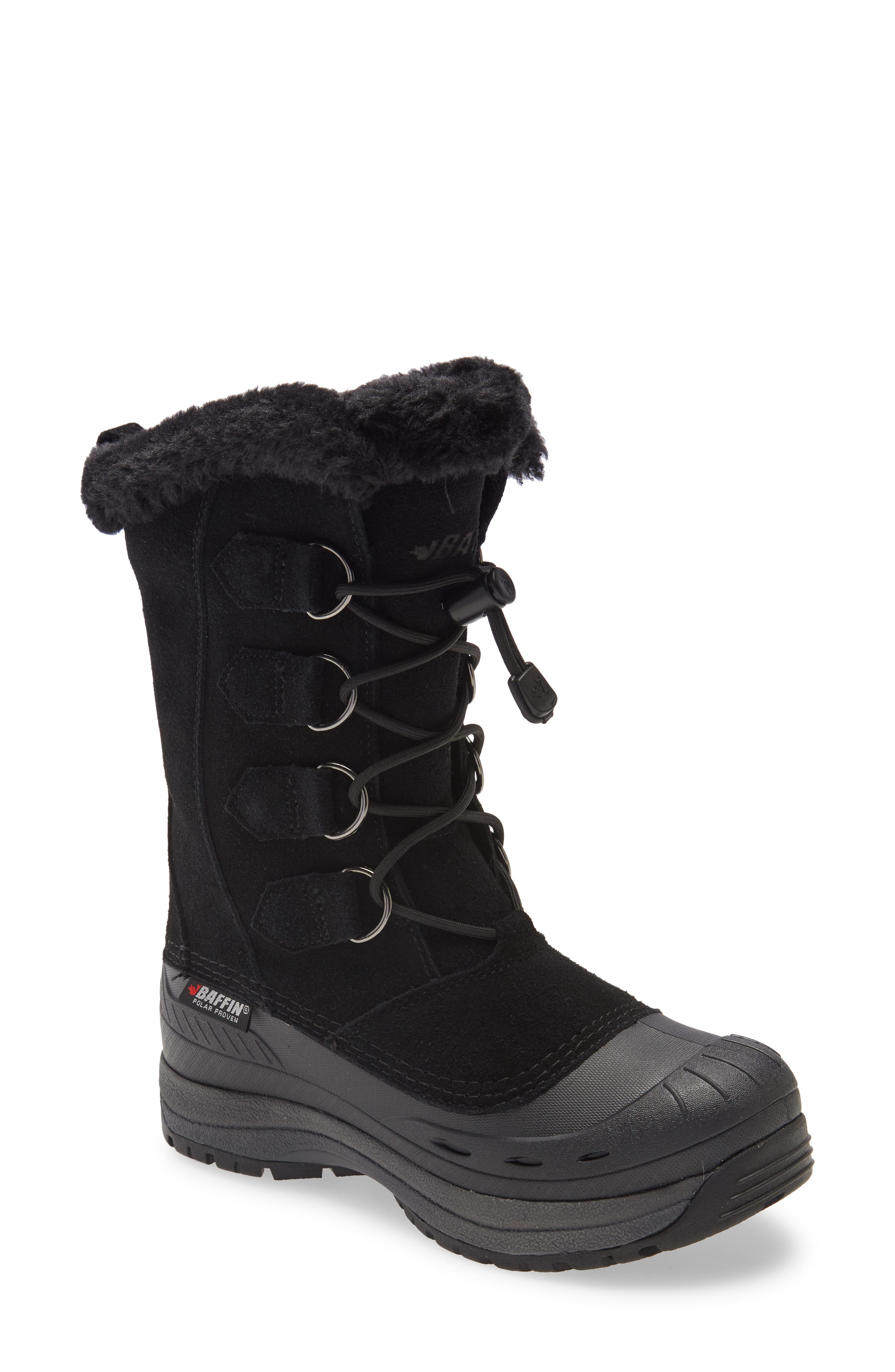 Baffin Chloe Waterproof Winter Boot with Faux Fur Trim, Main, color, Black
