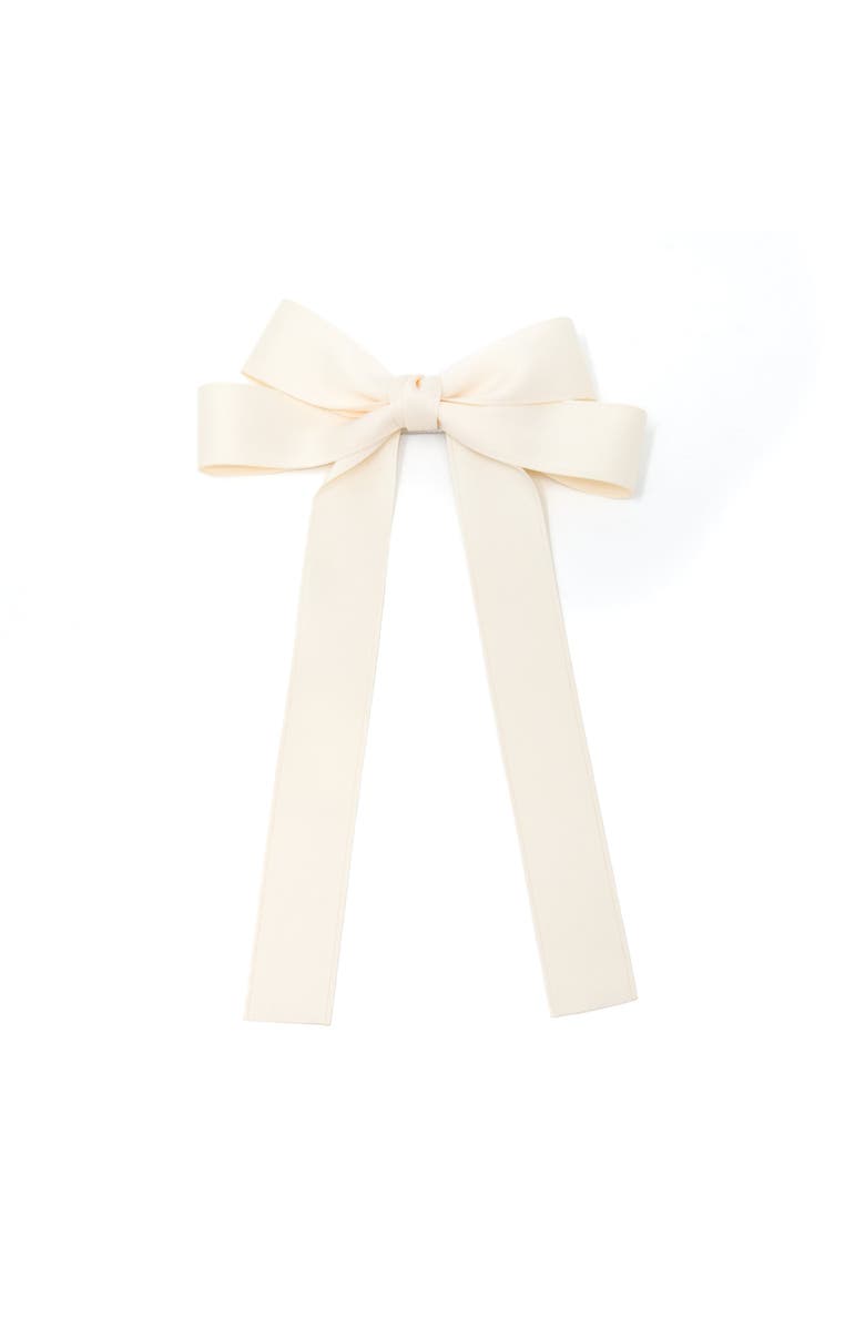 Puttisu Classic Long Ribbon Bow Clip, Main, color, Ivory