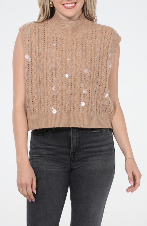 Rain And Rose Sequin Sweater Vest In Brown