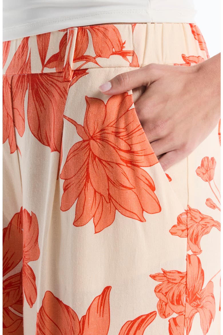 Floral Pleated Wide Leg pants, Alternate, color, CORAL/ WHITE SWAN