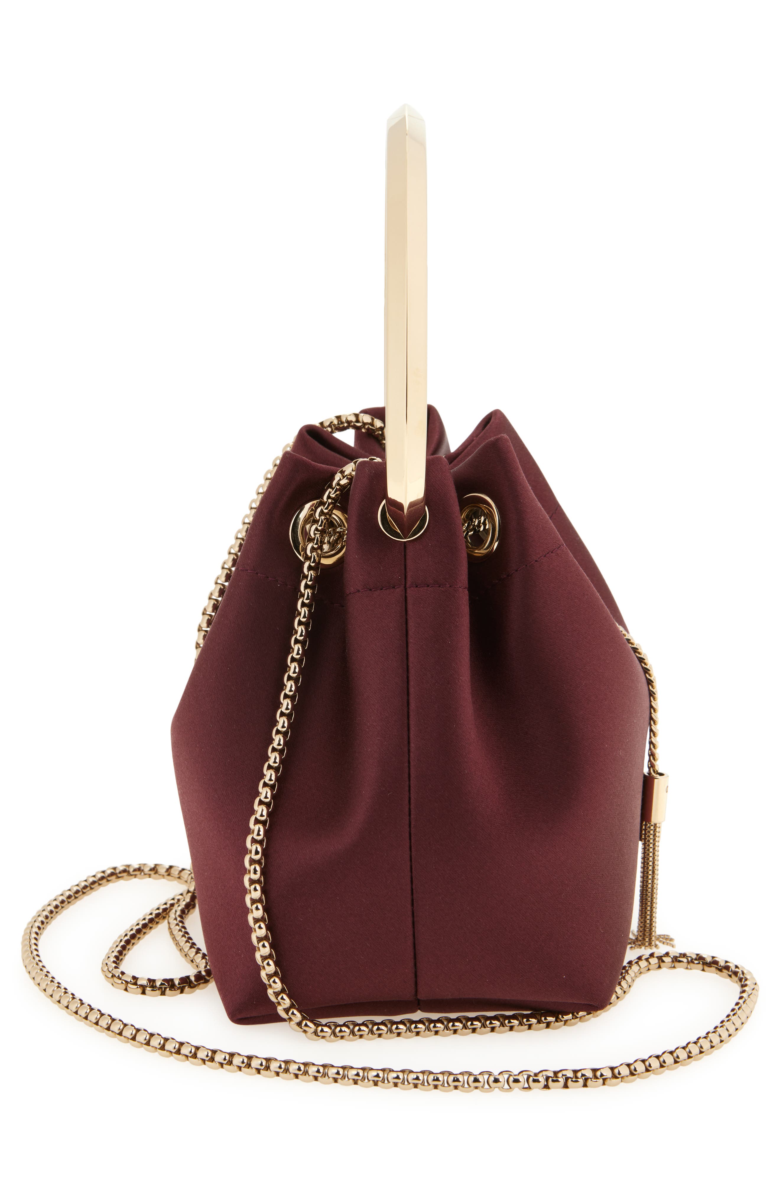 Bon Bon Satin Top Handle, Alternate, color, DEEP MERLOT/ LIGHT GOLD