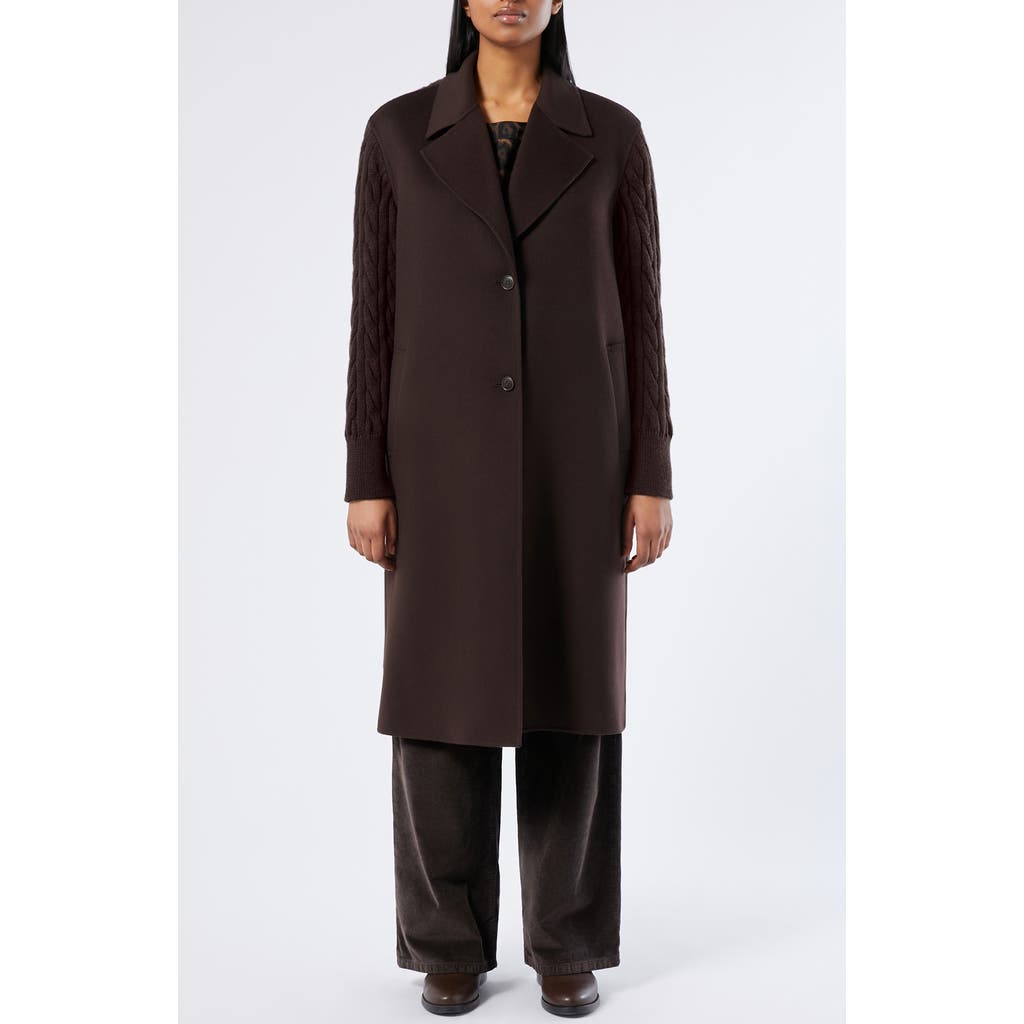 Marina Rinaldi Zarina Mixed Media Virgin Wool Blend Coat In Black