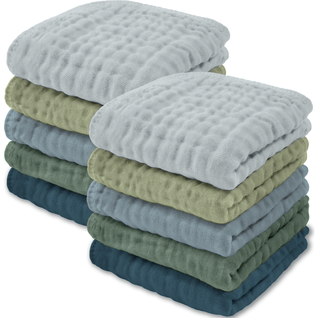 Comfy Cubs Muslin Washcloths In Multi Boy