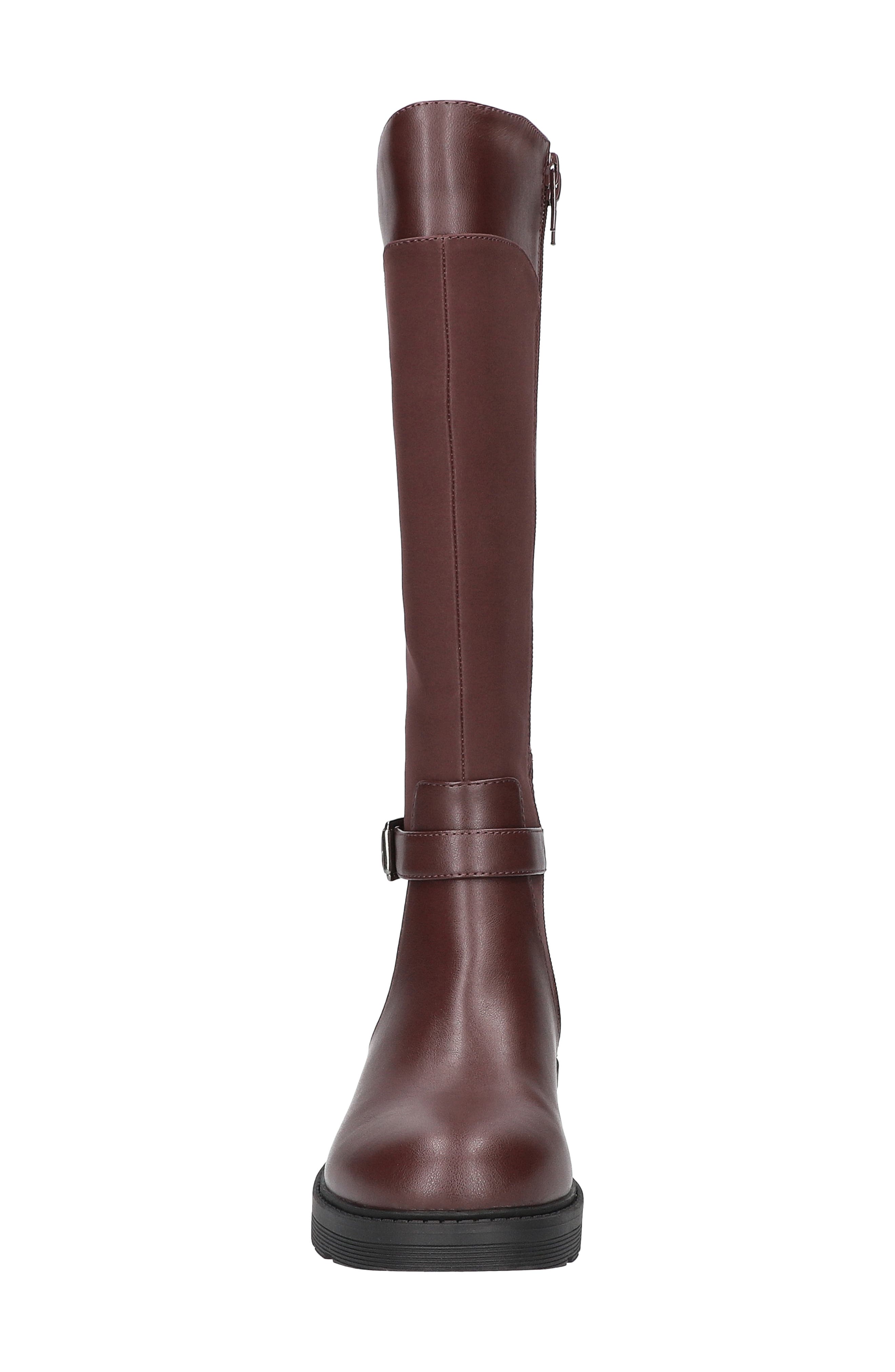 Erica Mixed Media Equestrian Boot, Alternate, color, BURGUNDY